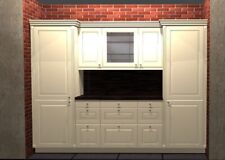 Alnoclair Stil- Landhaus Buffet Küche mit Pilaster und Glasteil magnolienweiß