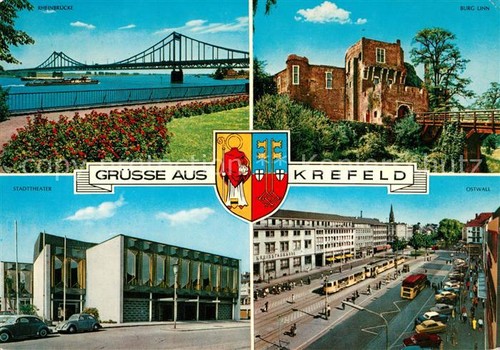 Krefeld rheinbruecke promenade - rheinbruecke,