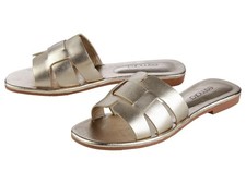 esmara® Damen Pantoletten, aus Leder (Gold, 41) - B-Ware neuwertig