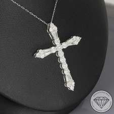 Wert 4790 € Brillant Diamant Kreuz Anhänger mit Kette in 900 Platin