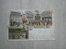 AK Aue Erzgebirge LITHO GASTSTÄTTE BÜRGERGARTEN Schlema Schneeberg Schwarzenberg