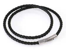 Lederkette Halskette Armband Leder geflochten Damen Herren Halsband schwarz bio