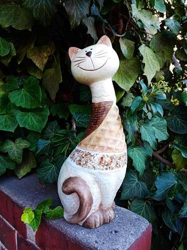 Keramik katze gartendeko - keramik,