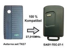 Ersatz Handsender 27,015 MHz. 1 Kanal für Aeterna AET TX27 Fernbedienung Garagen