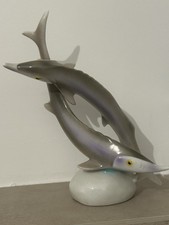 Artdeko Hollohaza Ungarn Porzellan Fisch Stör Figur Hollóháza Porzellanfigur