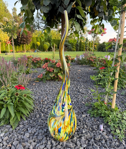 Glasflamme 65cm bunt blau - 65cm,