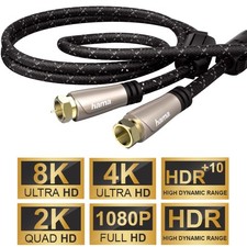 Hama 3m Sat-Kabel 120dB 8K 4K HD TV Antennen-Kabel F-Stecker Koaxial Koax-Kabel