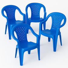 4 x Kinderstuhl Gartenstuhl Stuhl für Kinder Garten Terrasse Plastik Stühle Blau