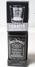 Jack Daniels Tennessee Whiskey 0,7 Liter 40%  mit Jubliläums-Glas 150th anniv.
