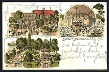 Lithographie Limmer / Hannover, Gasthaus Schwanenburg 1900 