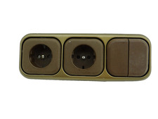 Busch Jäger LX 3 Fach Braun Steckdose Doppel Wippe Abdeckung Bronze Rahmen