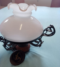 hübsche große DDR Hängelampe Rauchglas Schirm,Gusseisen mit Kette Vintage schwer