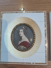 Elfenbein Miniatur auf echter Elfenbein-Platte gemalt Amalia von Schintling