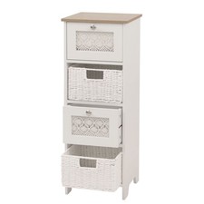 Kommode HWC-O75, Schubladenschrank, 4 Schubfächer Korb Holz Melamin 82x30x30cm