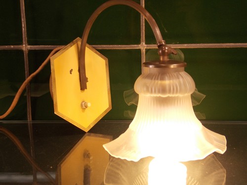Antike wandlampe messing eisen - wandlampe,