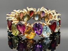 RING GR.18 (CA.56) AUS 375/-GG MIT MULTI EDELSTEINEN FACETTENREICH SCHMUCKJAGD