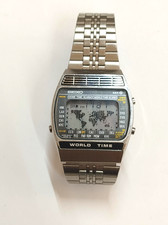 Herrenarmbanduhr SEIKO  A239-5020 World Time Quartz LCD Uhr ungetragen
