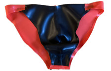 Latex Slip Herren Gr. XL rot - schwarz NEU! 0,50mm  stark