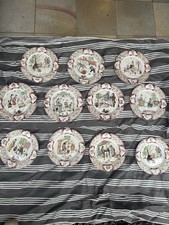 11 französische Sarreguemines Sammelteller um 1890 - diverse Motive - Wandteller