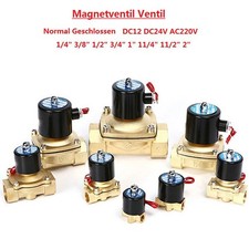 G1/4"-2" Messing Magnetventil Ventil Luft Wasser 12V/24V/220V Normal Geschlossen