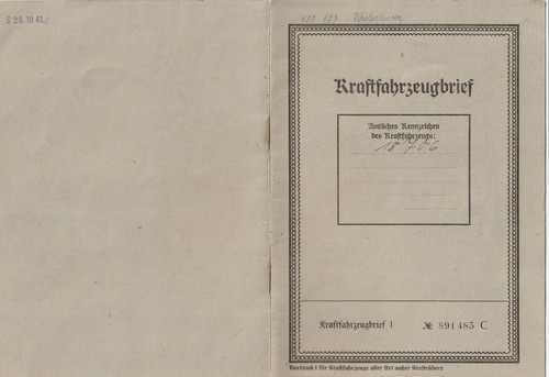Kraftfahrzeugbrief alt von
