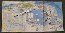 Nostalgie Faltkarte KARIBISCHE INSELWELT Plan Poster Wandbild Dekoration 27/54