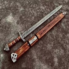 Wikingerschwert Damast – Handgeschmiedet Scharfes Kampf Schwert Mittelalter