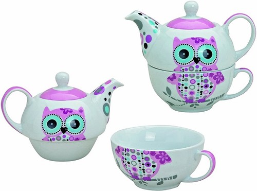 Teekanne mit tasse eulen - mit,