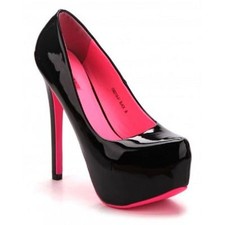 Pink High Heels Fetish Fetisch Jumex Schwarz Black Neon Lack lacquer 36 3