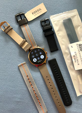 Fossil Gen 6 Smartwatch Damen m. orig. Lederarmband + 4 Armbänder, rose`gold