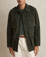 Olivgrüne Feld Lederjacke