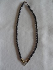 Sehr schöne Kette Hämatit Heilstein schwarz gold silber Glitzersteine ca. 45 cm