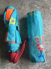 SCOUT Regenschirm PFAU mit REFLEKTOR BLUMEN - faltbar klein VOGEL türkis TOP