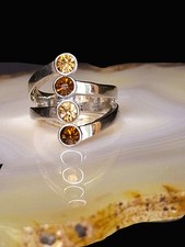 Ring Edelstahl Zirkonia bernsteinfarben funkelnd attraktiv wertig  17mm 5,3g