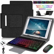 Beleuchtete Bluetooth QWERTZ Tastatur Mit Maus Hülle Für Tablet Tasche 9.7"~11"