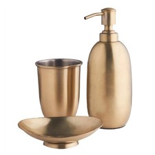 Badezimmer Caddy Set 3tlg Zahnbürstenhalter Lotion Seifenspender Seifenschale Messing