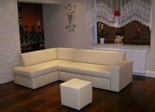 Creme Echt Leder Ecksofa +