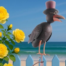 Windspiel Metall Vogelwippe Gartenpendel Gartenstecker Rostoptik Prof. Dr Rabe ❤