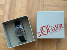 S.OLIVER Herren Analog Quarz Uhr mit Leder-Armband SO-356-LQ OVP - WIE NEU