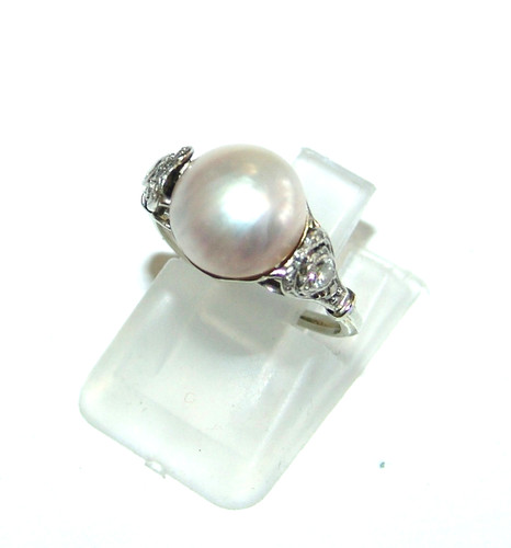 Alter ring weißgold 750 perle - ring,