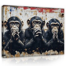 Leinwandbild Abstrakt Drei Affen Banksy Wohnzimmer Leinwand Bilder Wandbilder