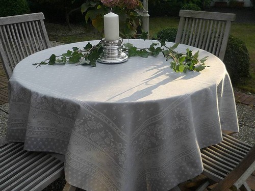 Tischdecke jacquard grau - tischdecke,