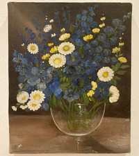 Original-Ölbild - Blumenstrauß in Vase - "Malerin WilmaK" ca. 1970