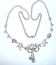 Collier Halskette 750 Gold Weißgold 1.10ct. Diamanten 51 cm 17 g Romantisch