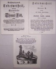 drei Hinrichtungszettel aus