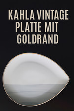 Kahla Porzellanplatte groß – Sammlerstück mit Goldrand, grau-weiß, original
