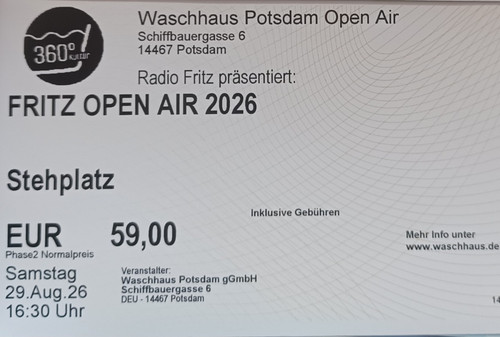 Fritz open air tickets - fritz,