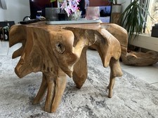 Wurzelholz Beistelltisch Massiver Hocker Teak Baumstamm Massiv Holz Tisch Wurzel