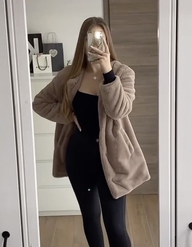 Zara fell mantel beige - mantel, größe