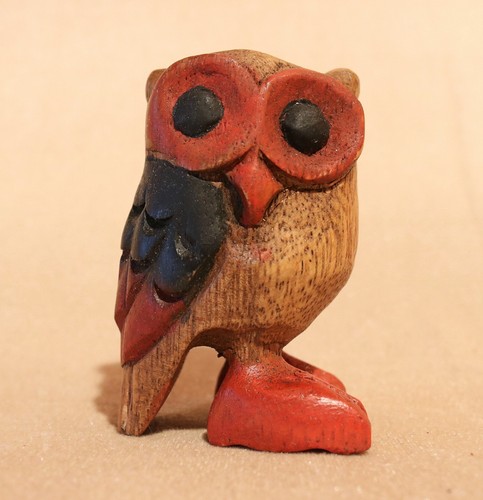Holz eule rote augen karikatur - holz,